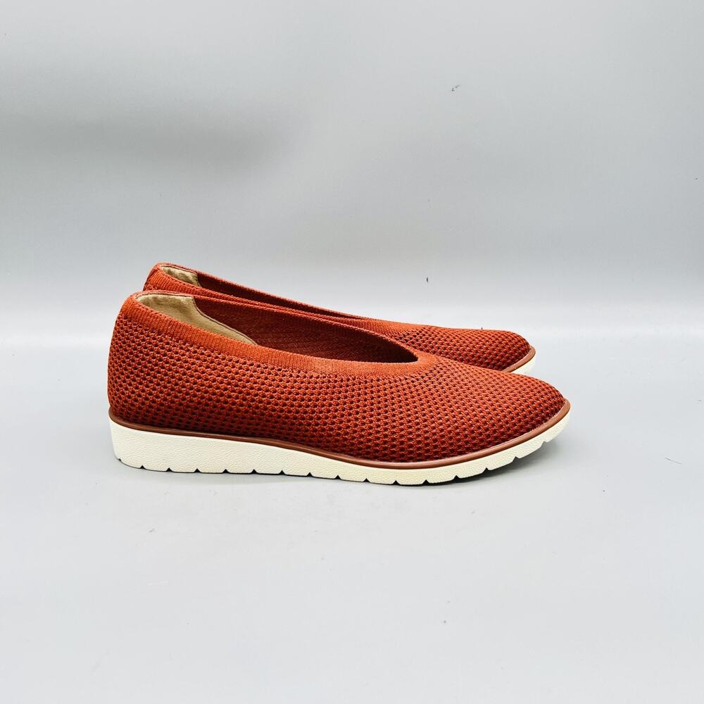 Eileen Fisher Shoes Womens 6.5 Orange Knit Ballet Flats Slip On Comfort Casual